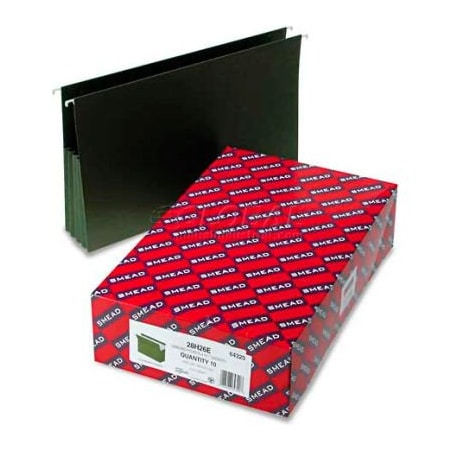 Smead Smead 3-1/2" Hanging File Pockets with Sides, Legal, Standard Green, 10/Box 64320